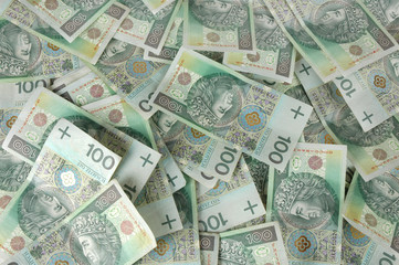 Fototapeta na wymiar Polish one hundred banknotes