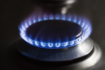 Blue flames of gas stove