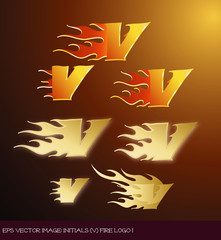 eps Vector image:initials（V）fire logo I