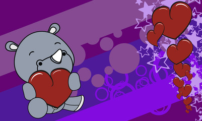 rhino baby cartoon valentine background