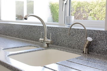 kitchen mixer tap and sink