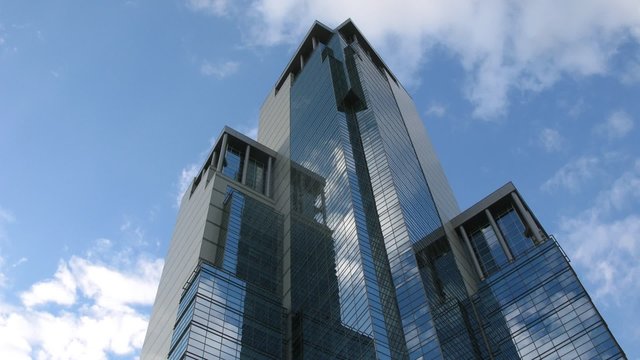 nice skyscraper in Moscow, time lapse