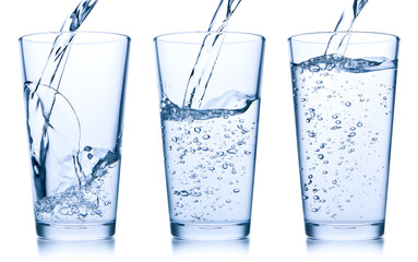 pouring water into glass