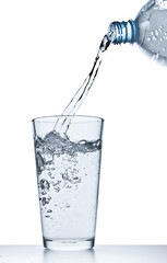 pouring water into glass