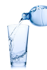 pouring water into glass