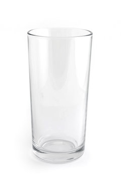 Single empty glass isolated on white