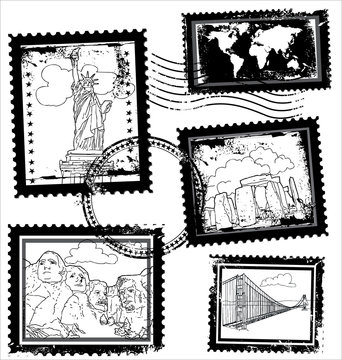 world landmarks stamps