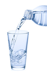 pouring water into glass