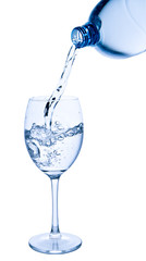 pouring water into glass
