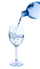 pouring water into glass