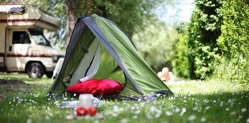 Crédence de cuisine en verre imprimé Camping vacances en camping