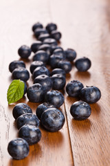Blueberries  on a wooden table