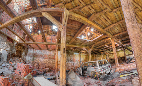 Interior Panorama of barn wreck