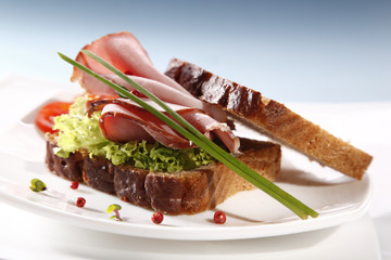 Tasty sandwich with ham