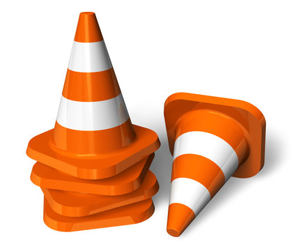 Set Of Orange Traffic Cones