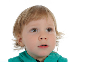 Cute little child 2 years old smiling . isolated on white backgr
