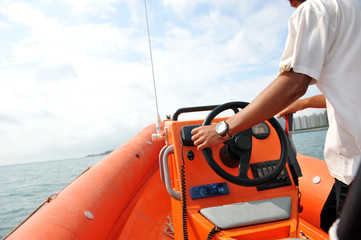 driving rubber boat