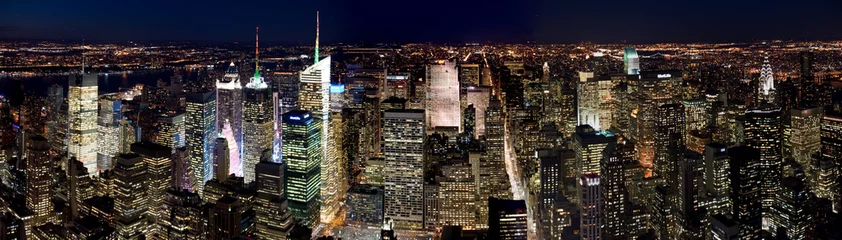 Fotobehang Manhattan bij nacht © forcdan