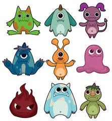 Crédence de cuisine en verre imprimé Créatures jeu d& 39 icônes de monstre de dessin animé