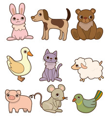 cartoon animal icon set