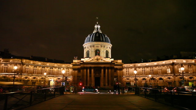 Institut de France, night view from bridge, Paris