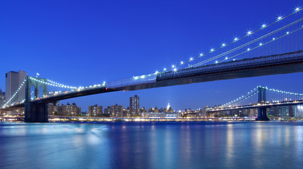 Beautiful view of Brooklyn Bridge and Manhattan Bridge