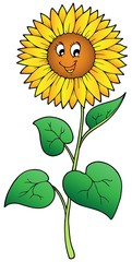 Obraz premium Cute cartoon sunflower