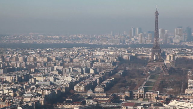 panorama of Paris left to right from Montparnasse tower by day