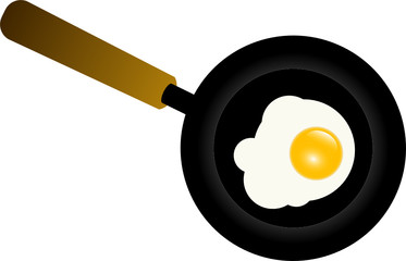 Fried egg on frying pan, vector illustration