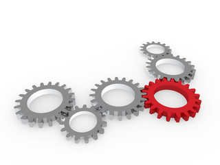 3d gear red steel chrom