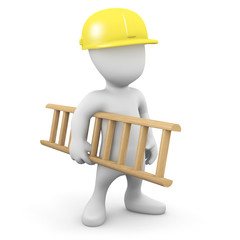3d Little man brings a ladder © Steve Young