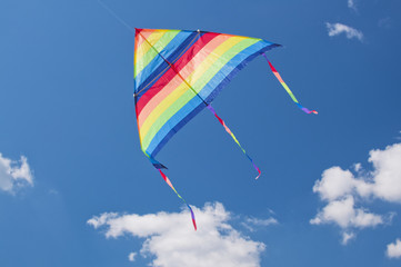 Colorful kite in a blue sky