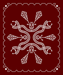 Fototapeta premium Folk, Tribal Designs, Motif, Wall Painting