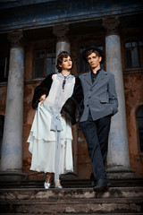 Retro styled fashion portrait of a young couple.