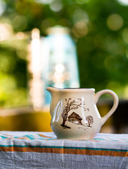 Ceramic vessel - picture made outside in beautiful natural backg