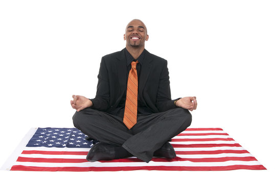 businessman on a US flag