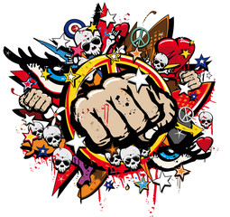Graffiti Fist Freefight club symbol pop art