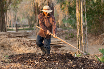 farmer making compost