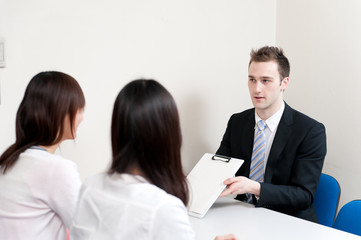 Fototapeta premium a young teacher explaing