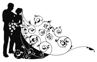 Bride and groom background pattern silhouette