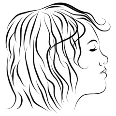 Female Head Profile Line Drawing