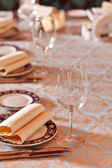 Wine glasses on a table