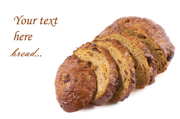 The cut bread isolated on white