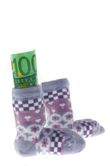 Kindersocken und Euro Geldscheine
