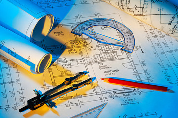 Bauplan eines Wohnhauses. Hausbau