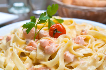 pasta and smoked salmon