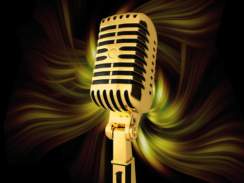 Microphone on musical background