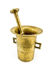 Old bronze mortar with pestle