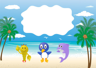 Obraz na płótnie Canvas Zwierzęta przyjaciółmi na plaży