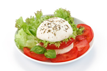 Mozzarella con pomodoro e insalata